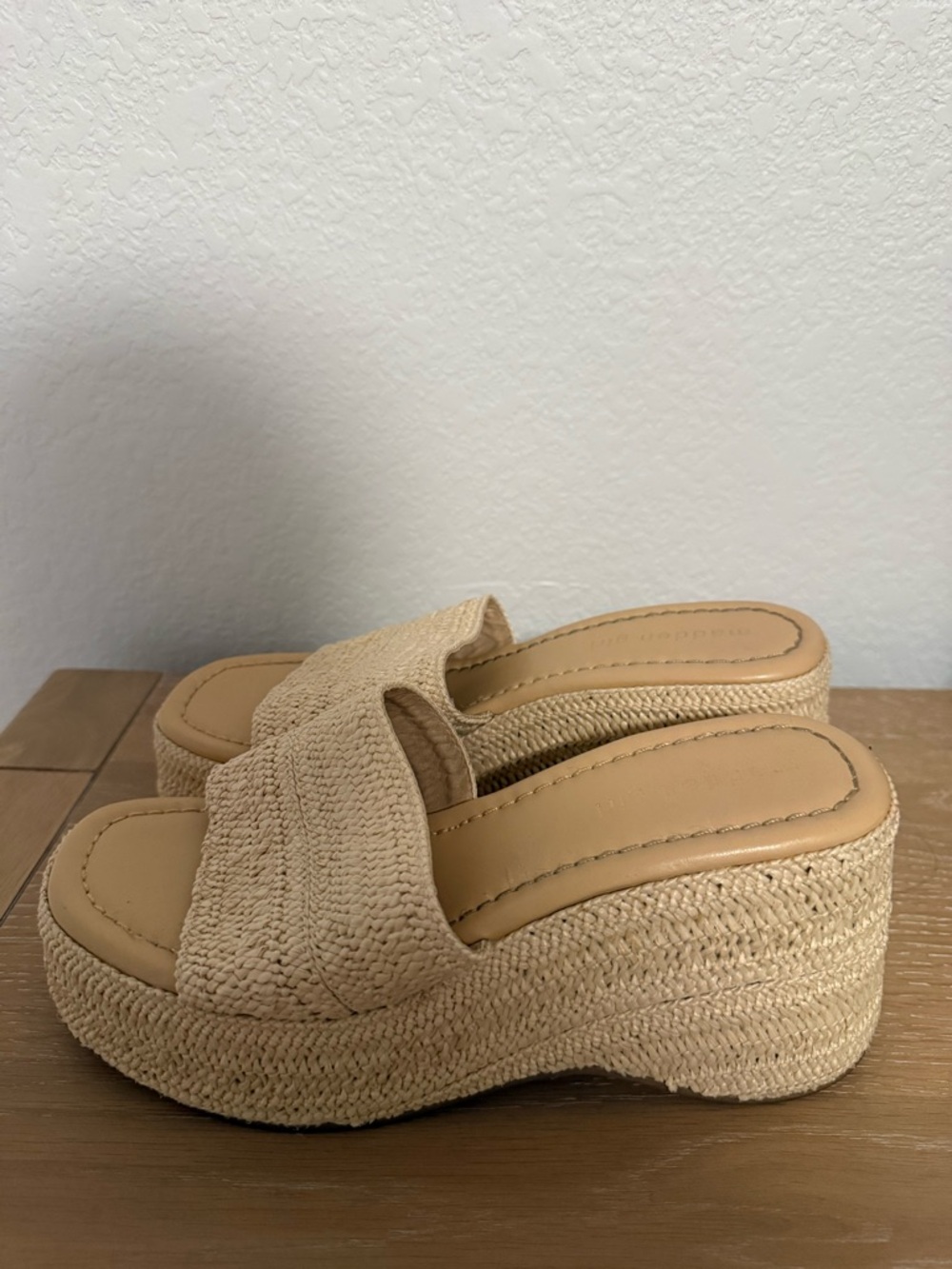 Neutral Woven Platform Slide Sandals - Women